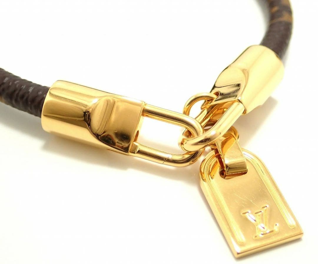 Louis Vuitton Monogram Lock It Bracelet Brown 1x Used 19.5cm YK622