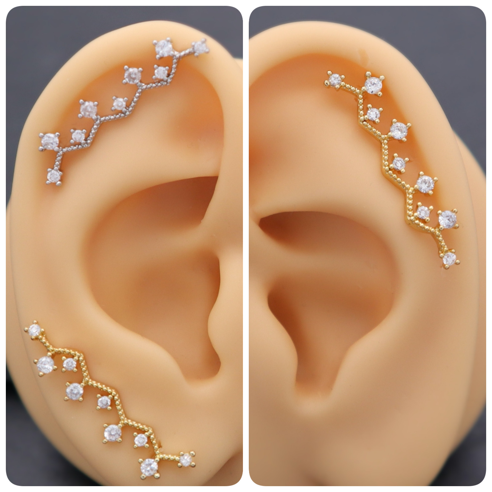 Line Crawler Gold Silver Cartilage Helix Lobe Tragus Conch Earring Gift her UK