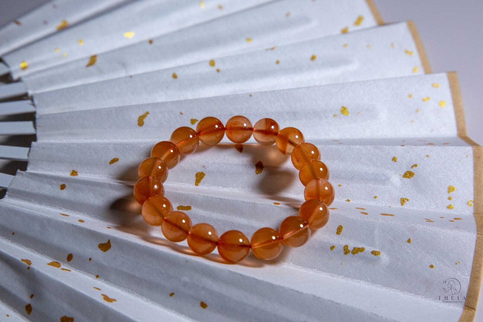 11mm Red Rabbit Hair Quartz Beaded Bracelet, Venus Crystals, Rutilated Quartz