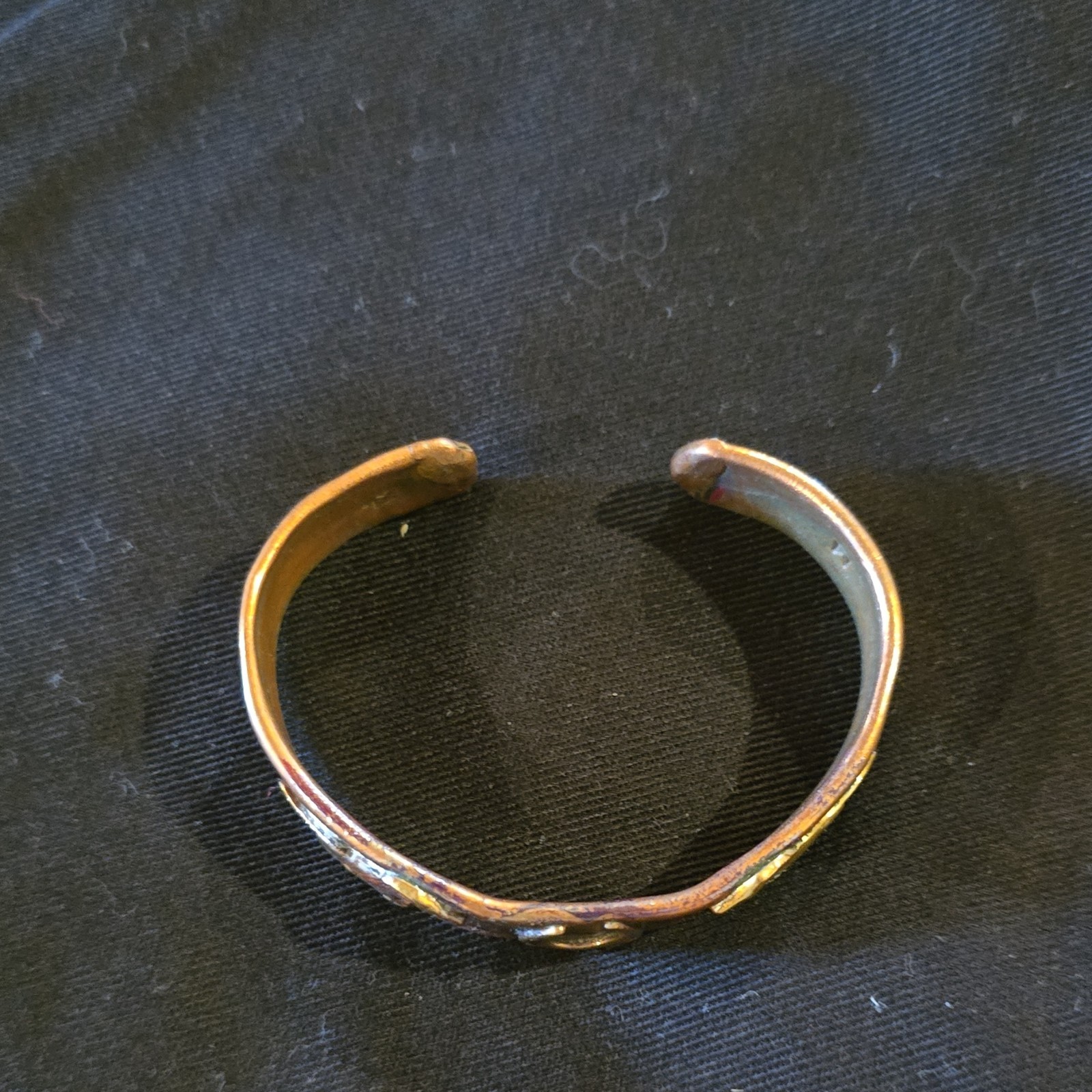 Real Copper Western Horseshoe Horse Motif Metal Cuff Bracelet Animal Theme