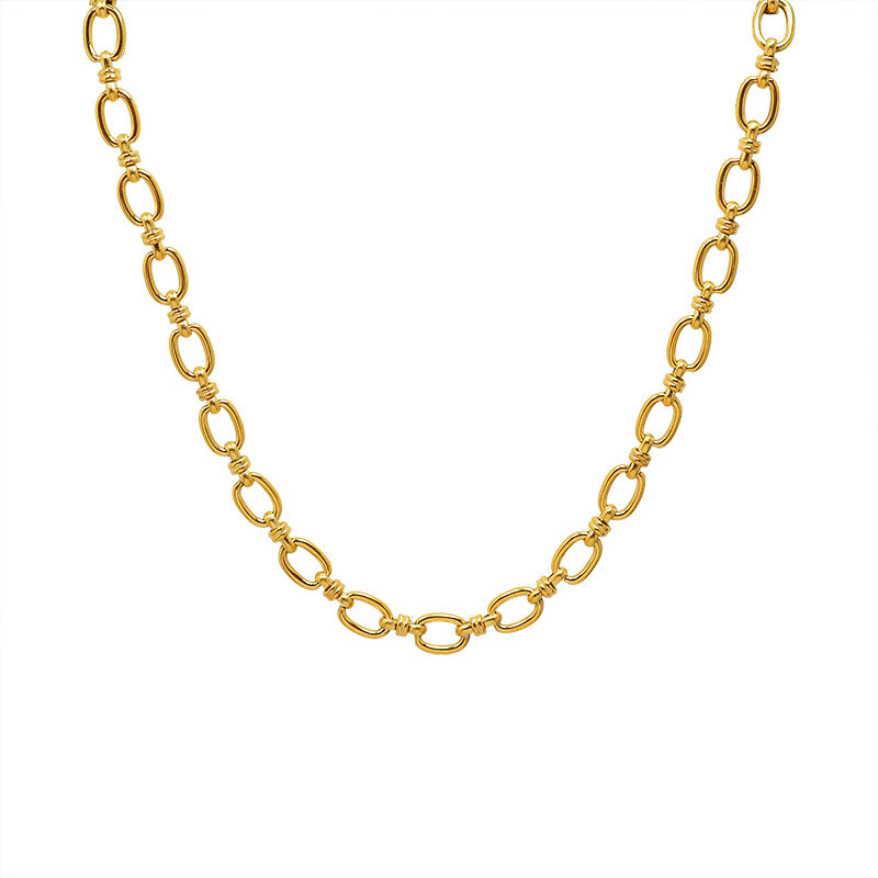 6.5mm Woman 18K Gold Plated Stainless Steel Rolo Link Chain / Bracelet