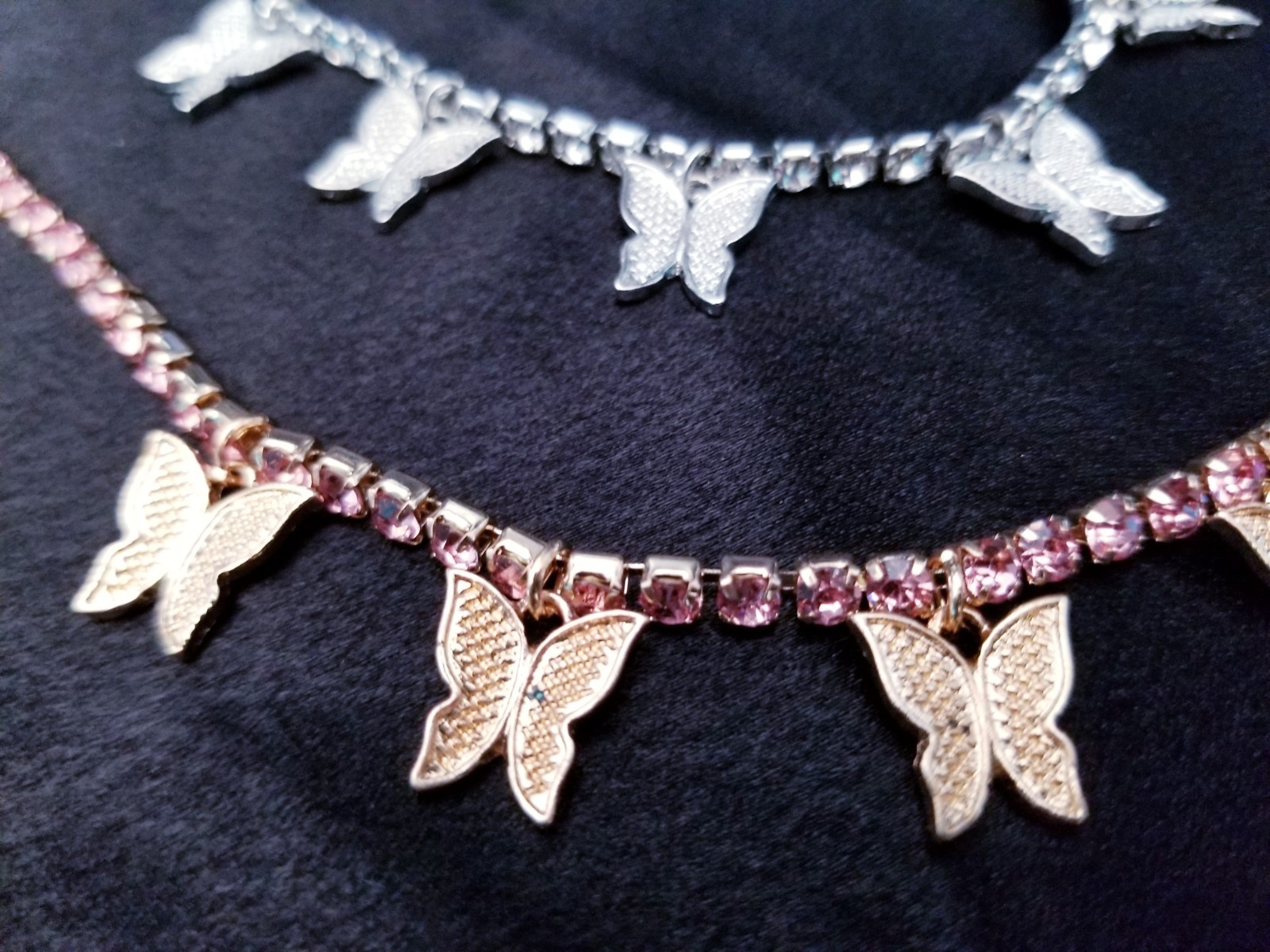 4 x Butterfly Crystal Choker Rhinestone Statement Necklace Bridal Prom Pageant