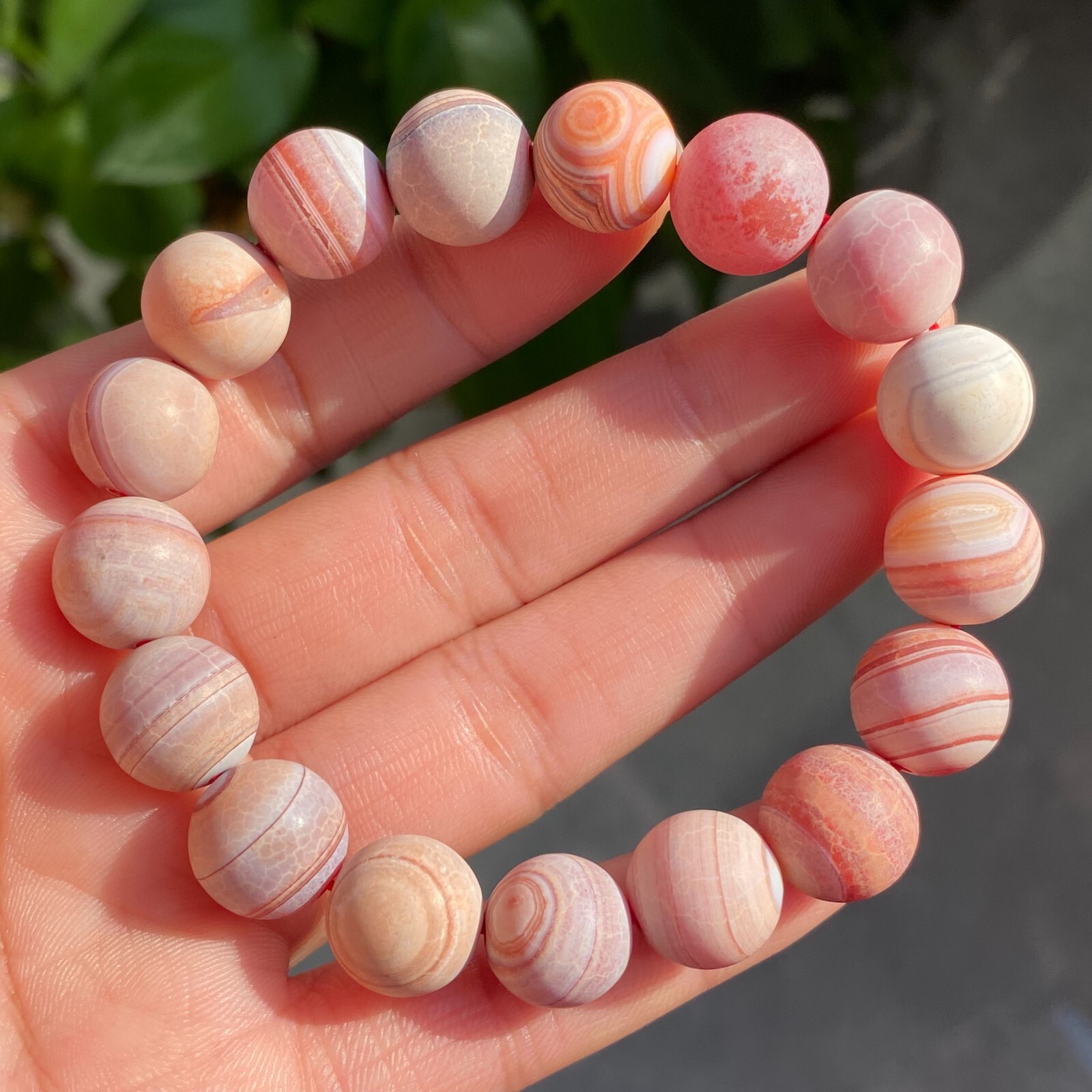 12mm Natural Red Gobi Agate Eyes Madagascar stone Bracelet (not polished) B1529