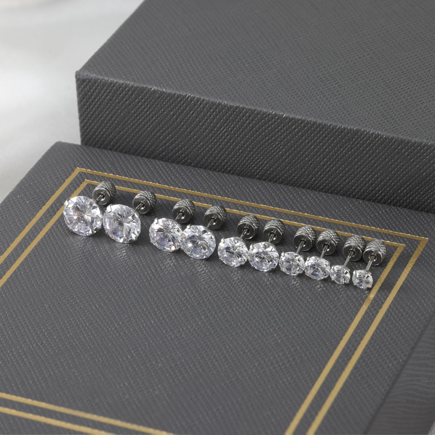5 pairs Push-in Flat Back Stud 4mm, 5mm, 6mm, 7mm, 8mm, Silver-4/5/6/7/8/mm