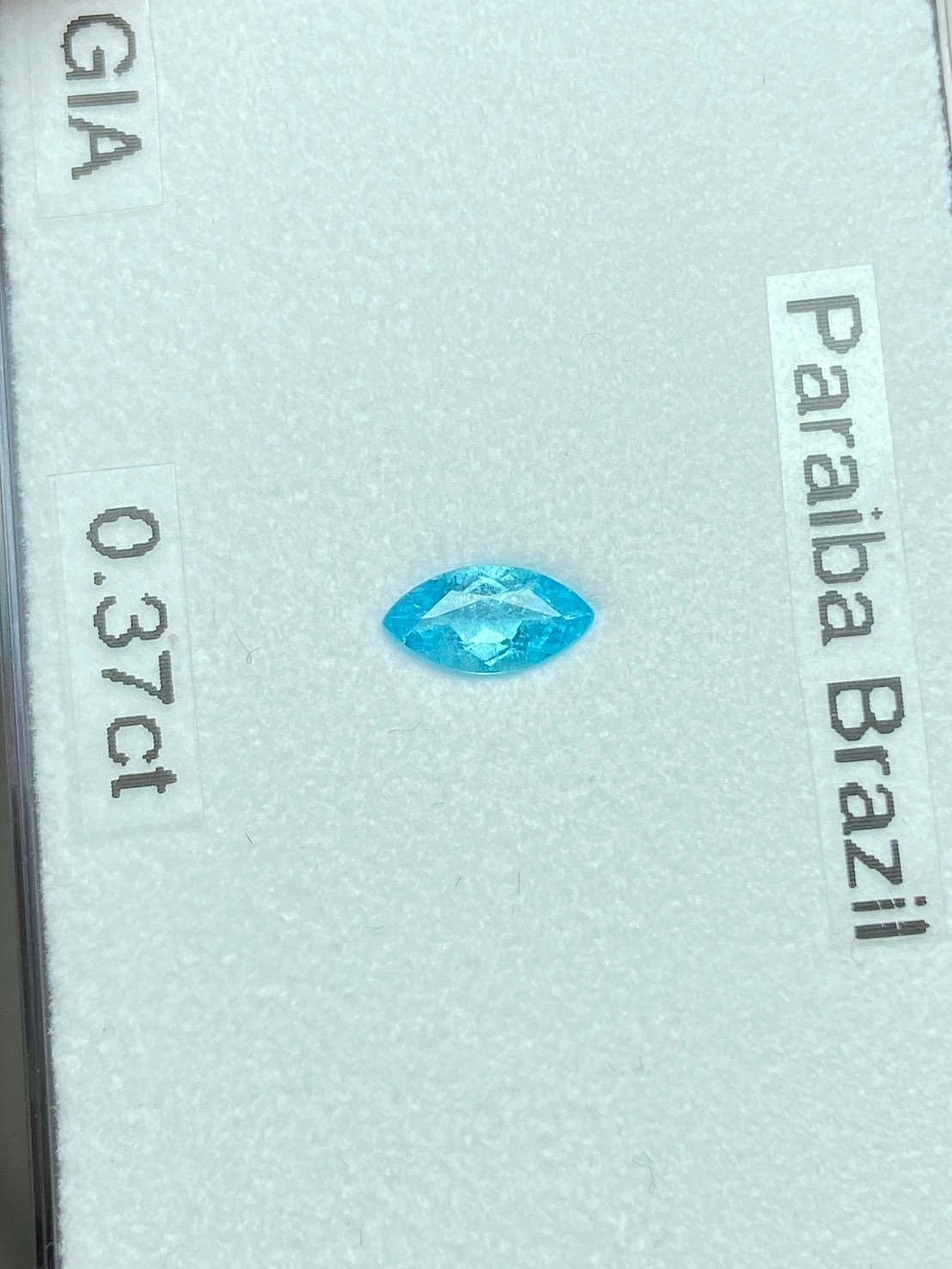 [jerseychou] Brazil ！Natural Paraiba Tourmaline, 0.37ct, GIA