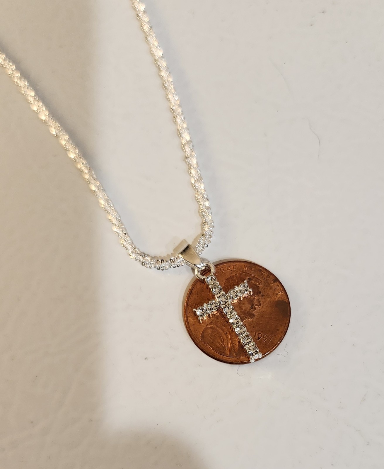 New 925 Sterling Silver Cross Necklace with Zirconias 16″ w 2″ Extender 10266