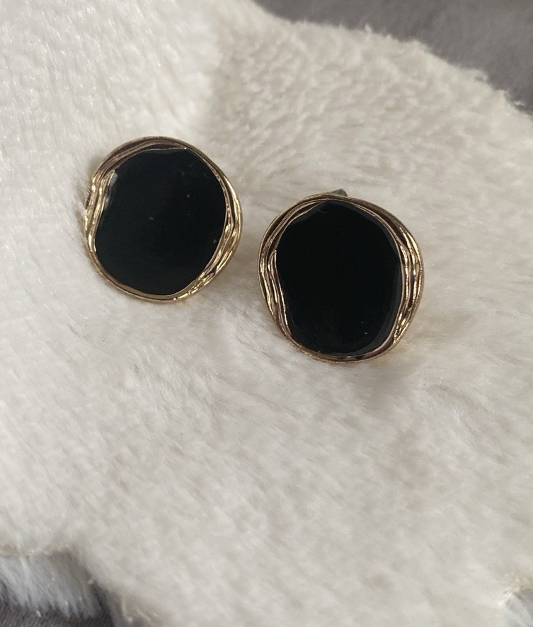 Black And Gold Tone Earrings