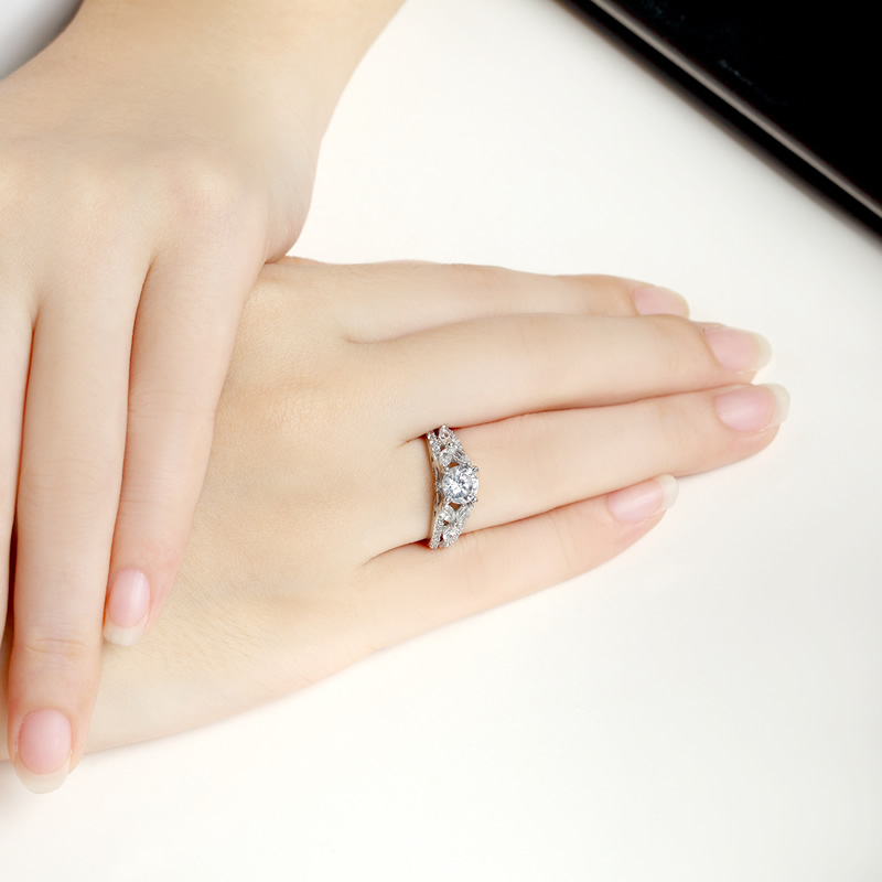 .925 Sterling Silver Round Cz Stone Wedding Band Engagement Ring Size 3-12 SS022
