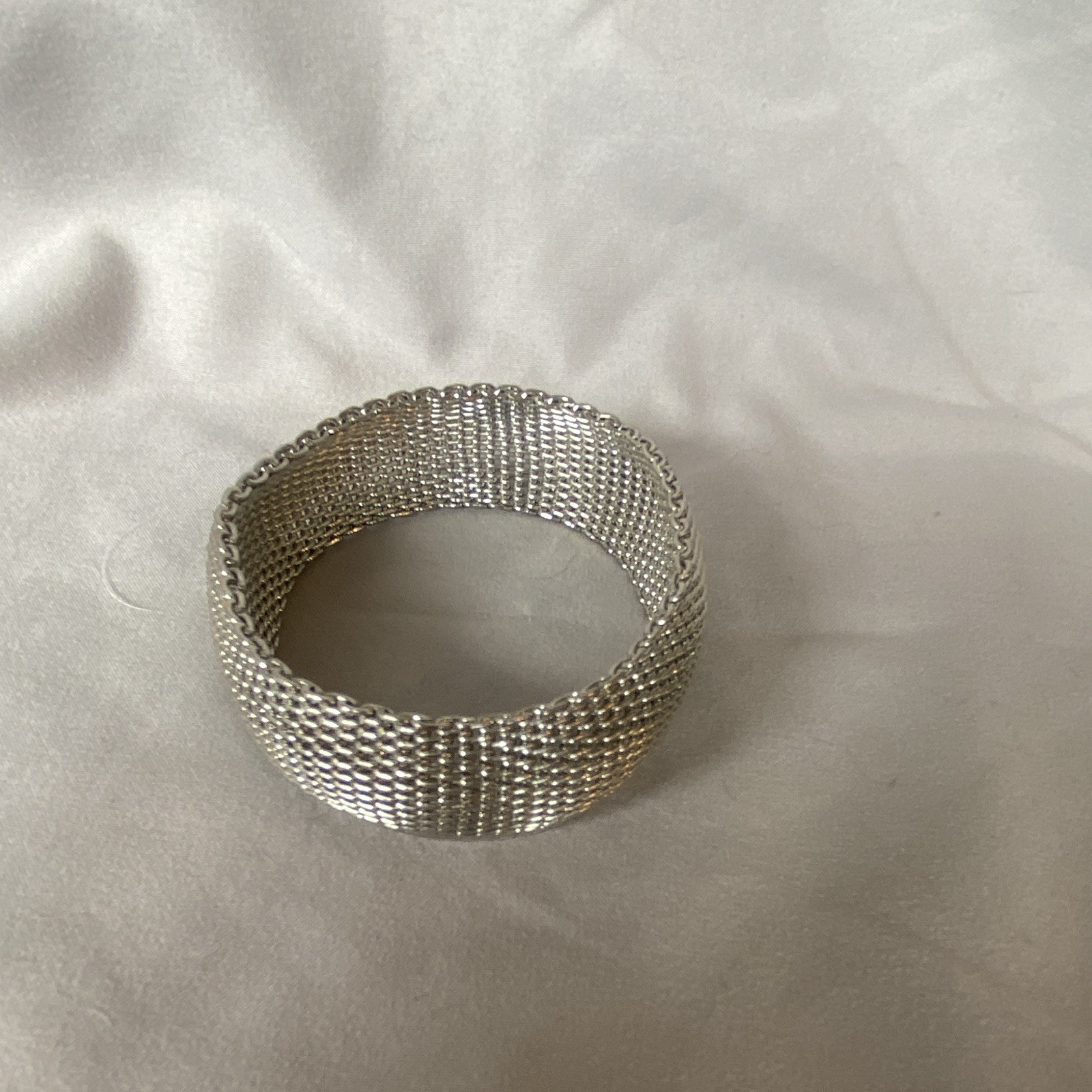 Silver-Tone Mesh Slip-On Bangle Bracelet, Metal, No Stone, Round Shape