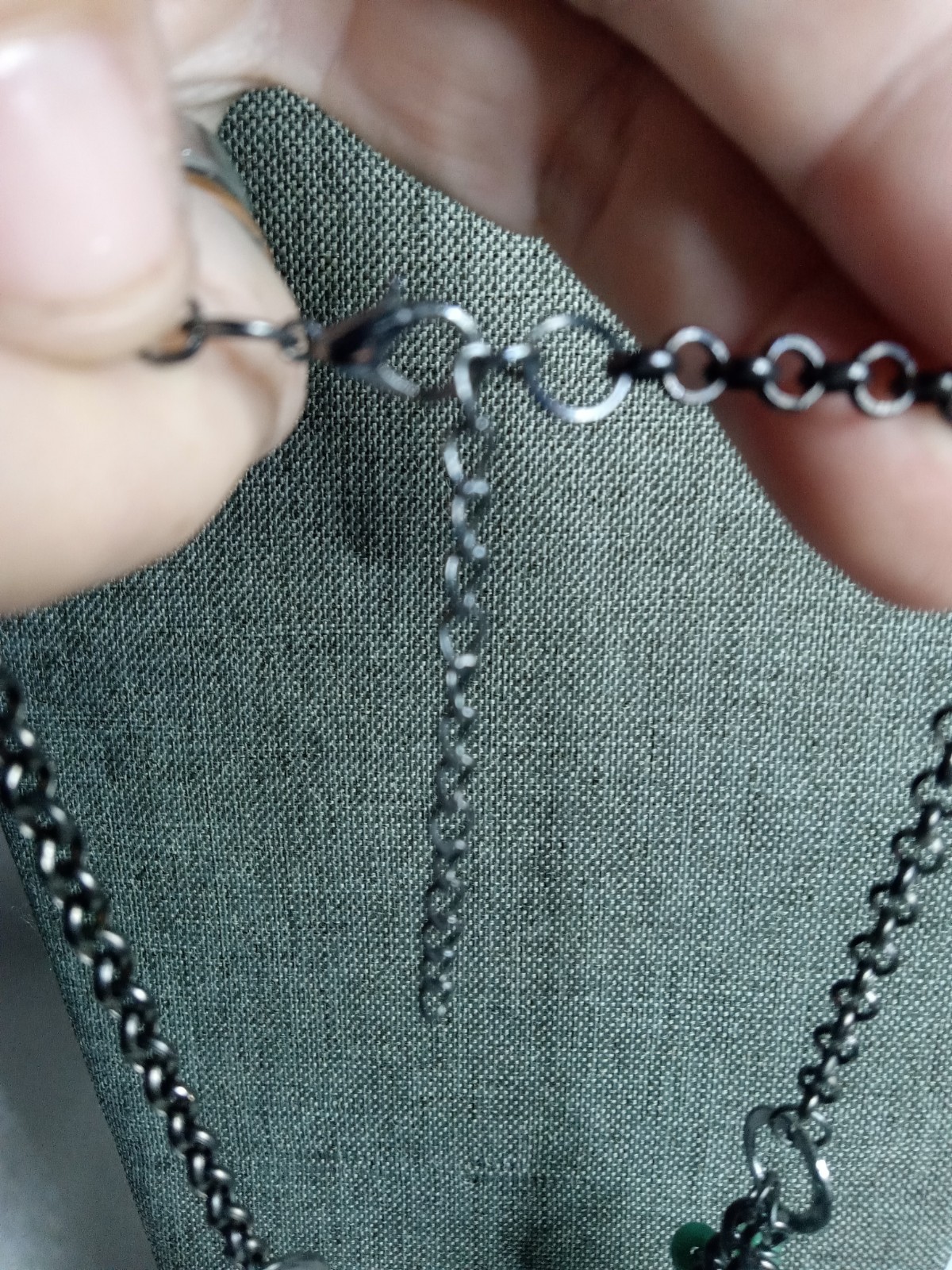 Vintage Gunmetal Green Woman’s Necklace With Multicolored Beads