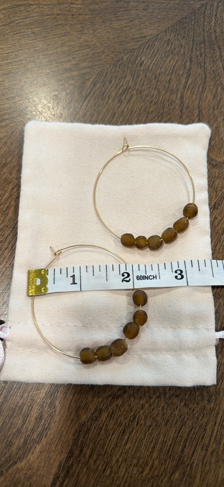 Natalie Borton Sydney 2 Inch Hoop Earring (Amber Recycled Glass)