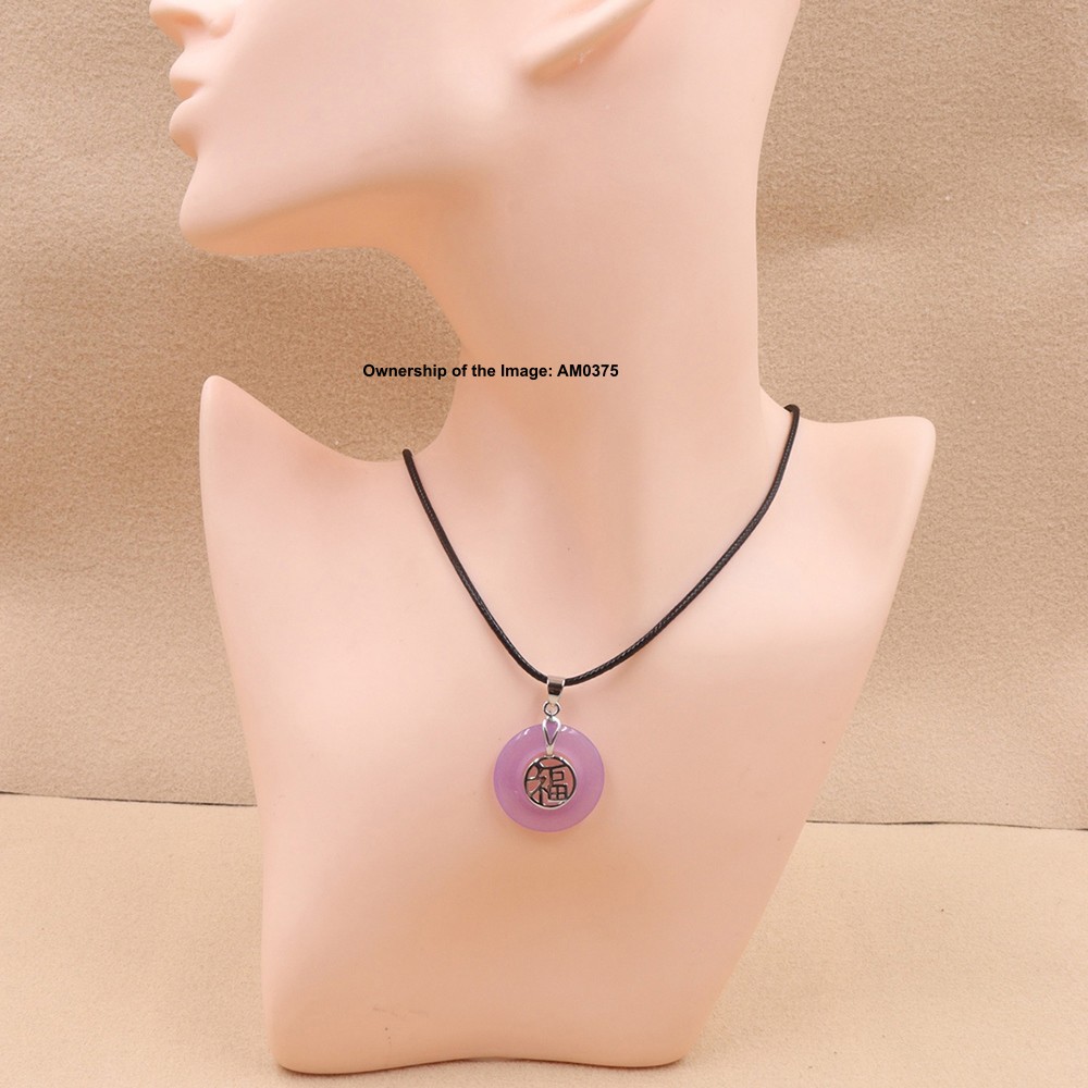 NEW White Alloy 福 Heating Jade Circle Pendant Oriental Cultural Pendant 38mm H