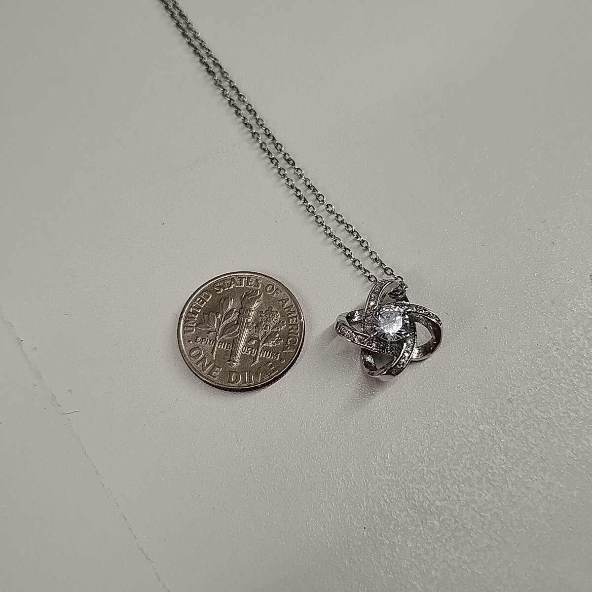 GF Anniversary Gift Promise Pendant Necklace Love Knot Stainless Steel 19.5″
