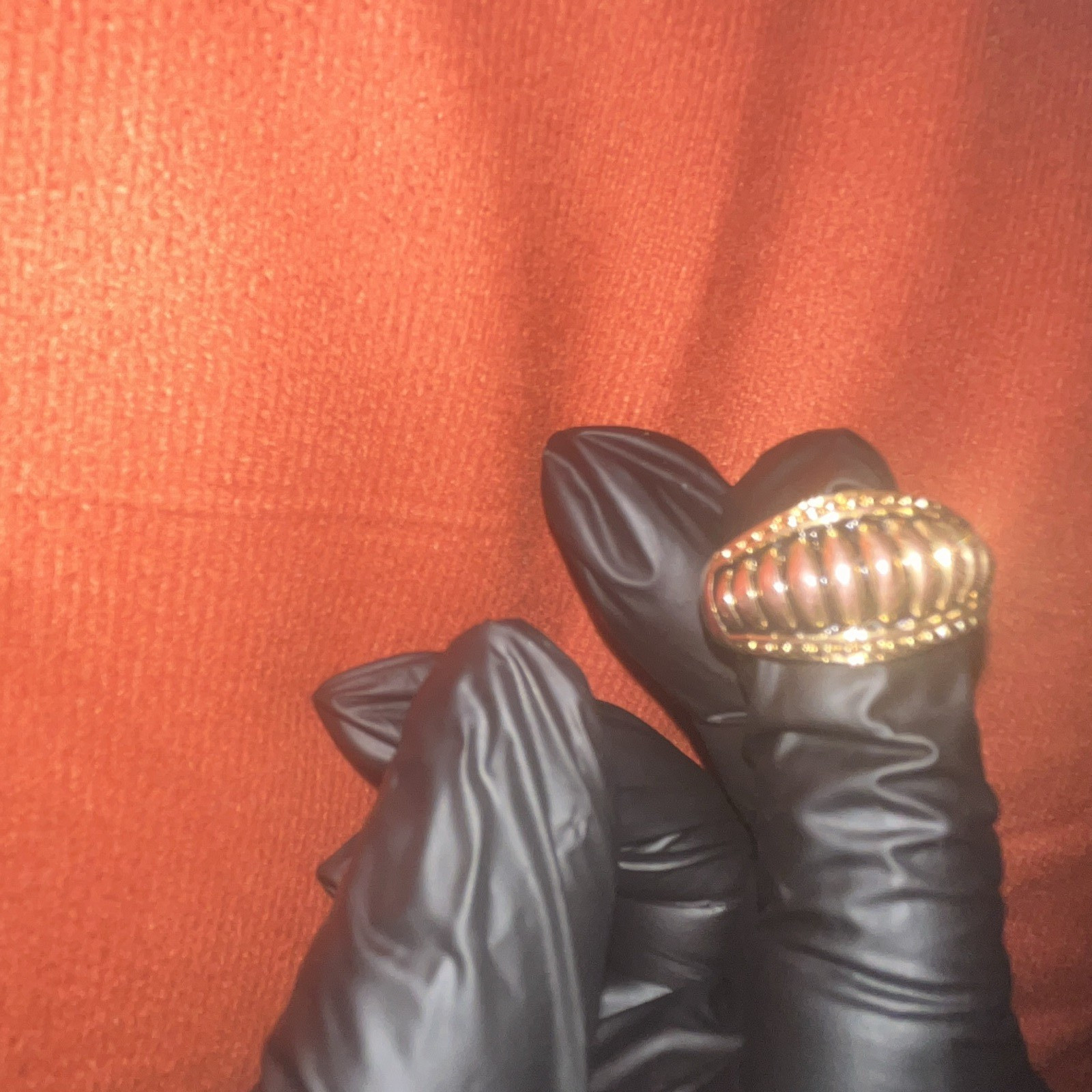 Copper Oval Ribbed Dome Band Ring Size 8, Metal Material, No Stone