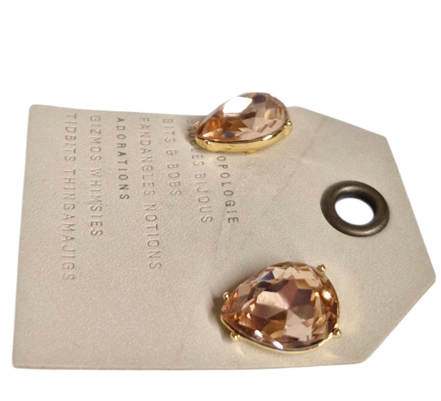 Anthropologie Colorful Stone Drop Earring Light Beige Brown Cubic Zirconia New