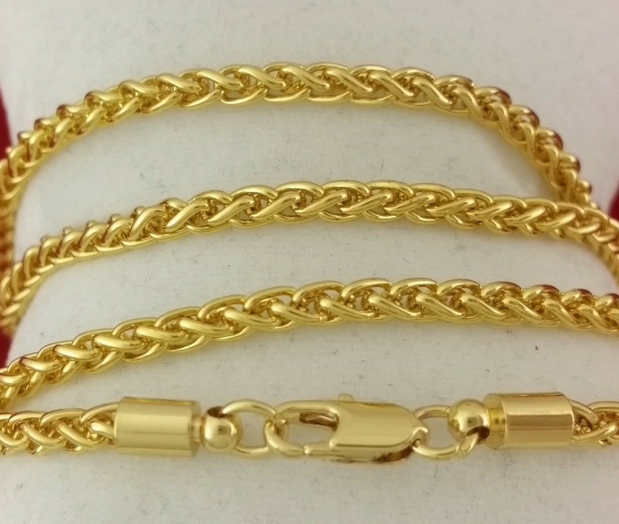 14k Gold Clad Stainless Steel Round Knitted Franco Rope Chain Necklace 3mm