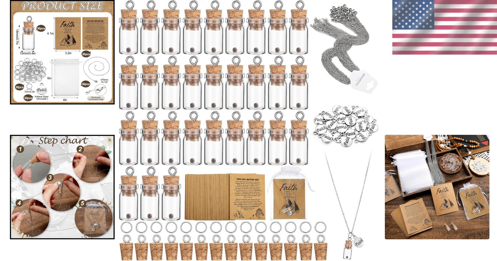 Classic 30-Piece Mustard Seed Necklace Set – Faith Inspired Gifts for Adults