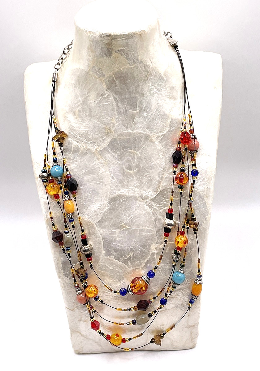 Chico’s Multi Strand Colorful Boho Adjustable Beaded Necklace