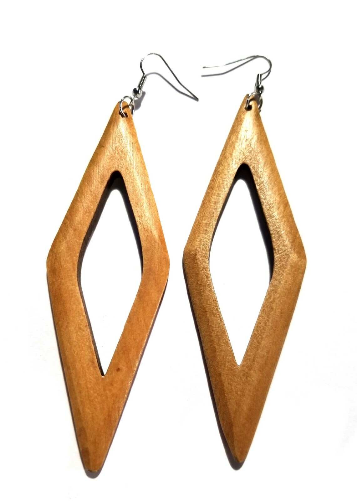 GEOMETRIC WOOD BOHEMIAN EARRINGS 4 INCH L LIGHTWEIGHT EARRINGS BLACK OR BROWN