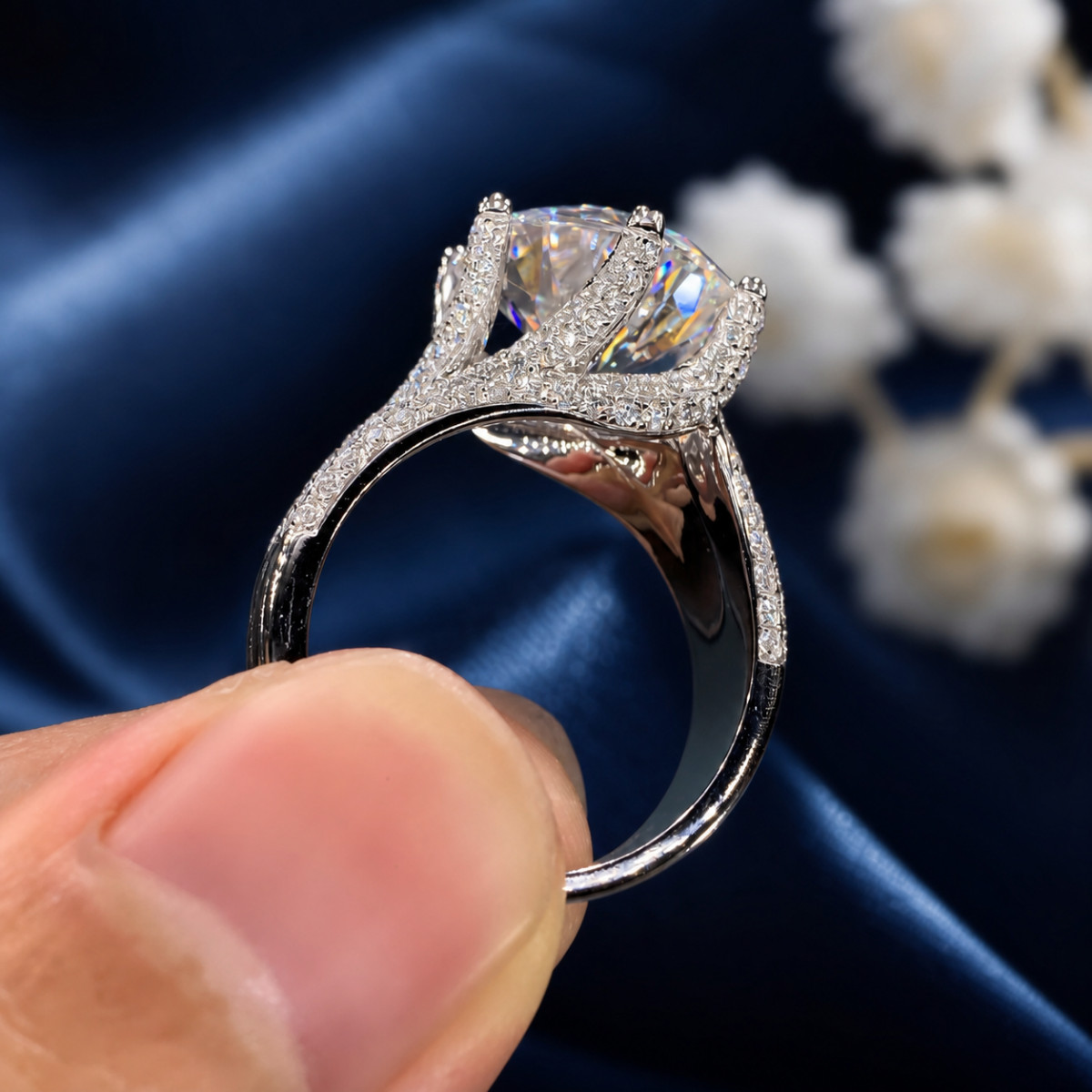 𝟵𝟮𝟱 Silver Filled Ring Women Round CZ Solitaire Wedding Engagement Gift Sz 8