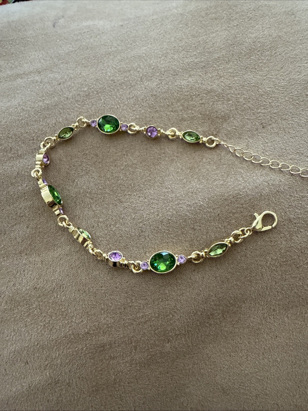 Geometric Glass Bracelet With Purple And Green Glass Tones