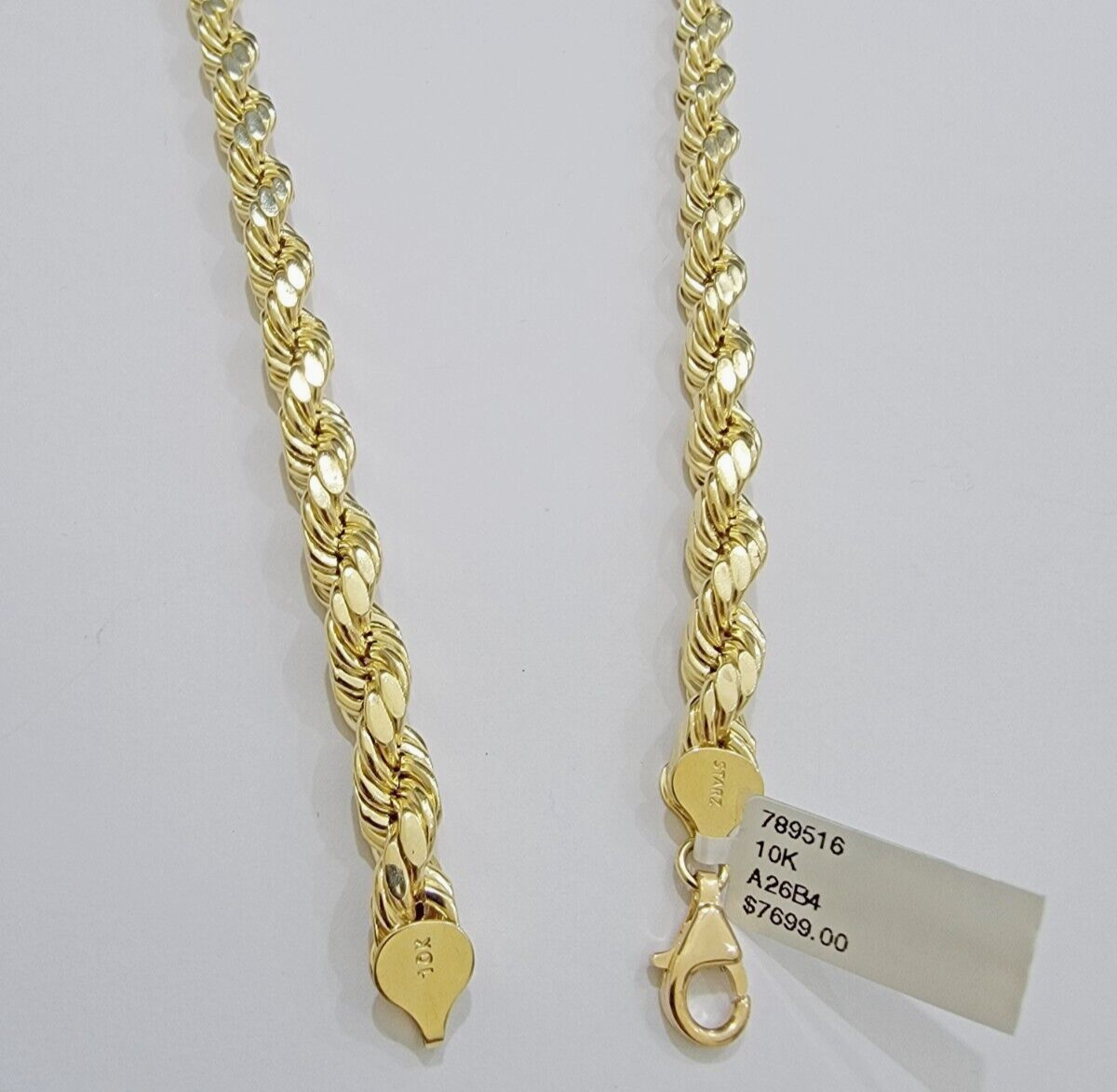 10k Yellow Gold Rope Chain Necklace 28 Inch 8mm Diamond Cuts Men’s REAL 10KT