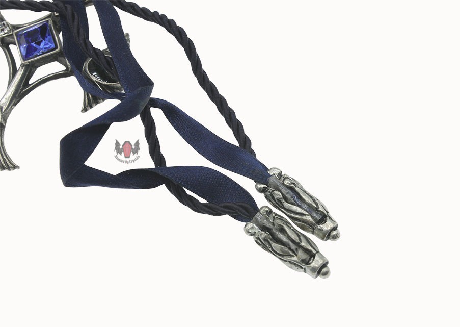 Alchemy Gothic Elementary Crux Angelicus Necklace P580 Goth Angel Blue Crystal