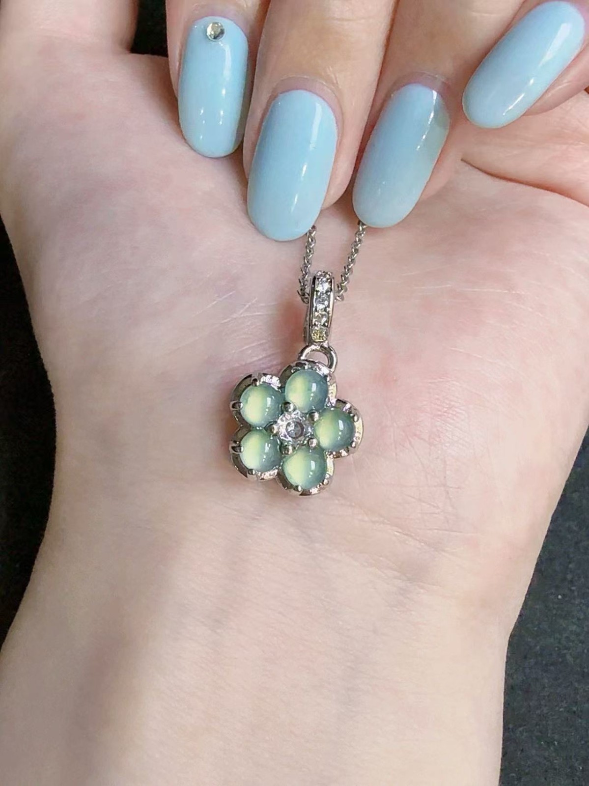 Natural sky blue jadeite pendant