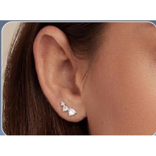 New AAAAA 5A Cubic Zirconia CZ Graduated Climber 925 Posts PLated Stud Earrings