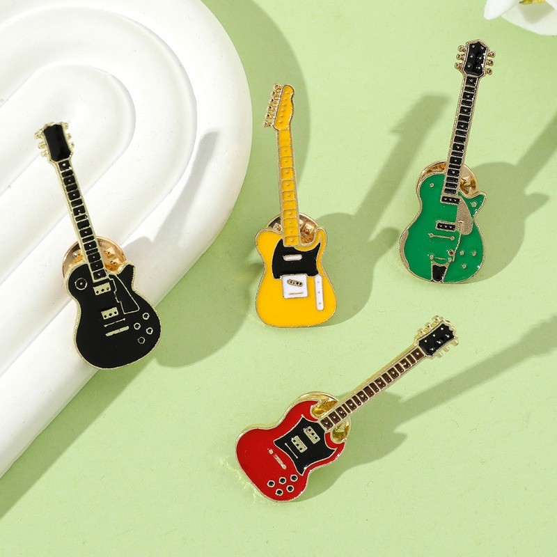 Musical Instrument Guitar Brooch Personality Trend Corsage Couple Pin Female