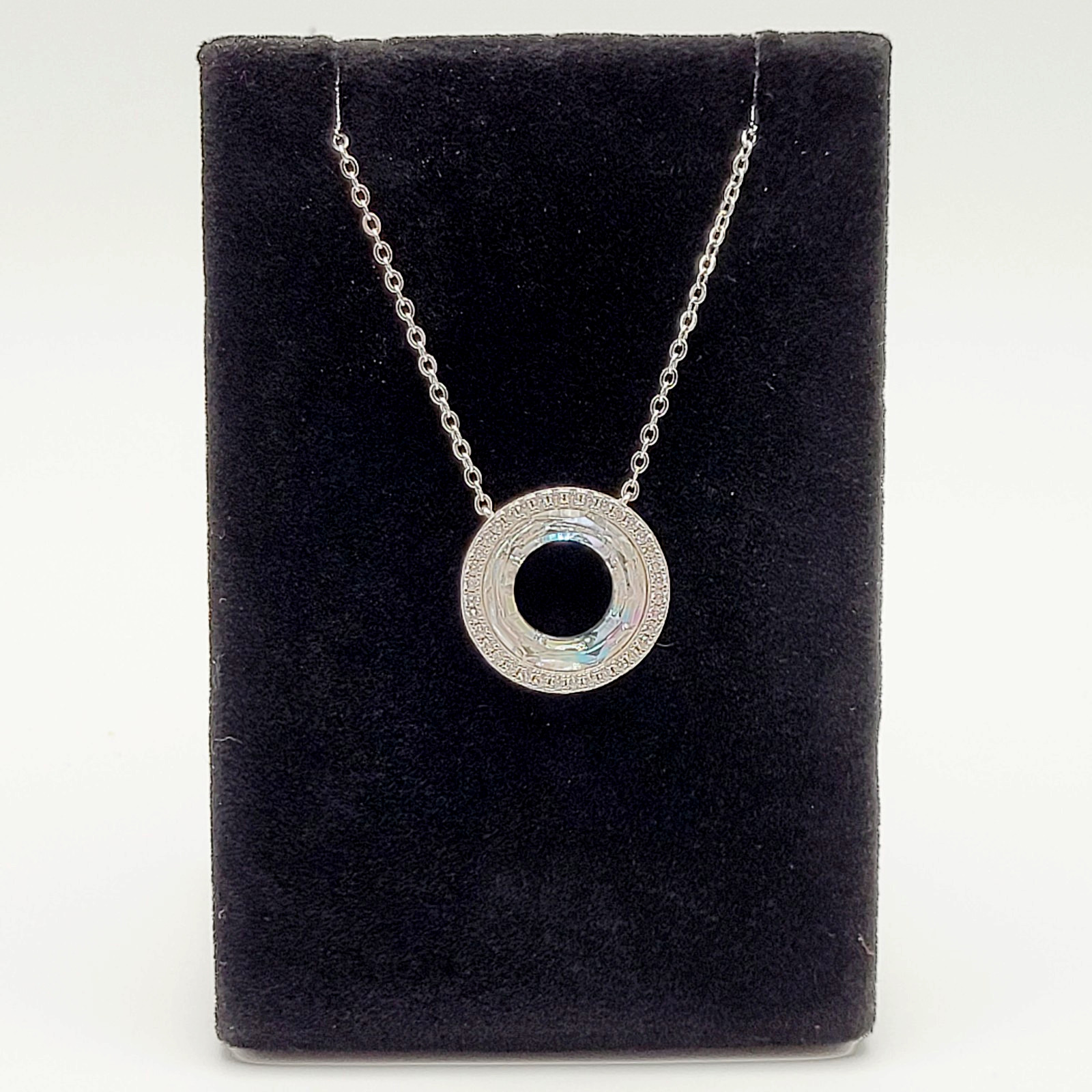 Cosmic Ring Swarovski Elements Crystal Center w Rhinestones 925 Silver Necklace