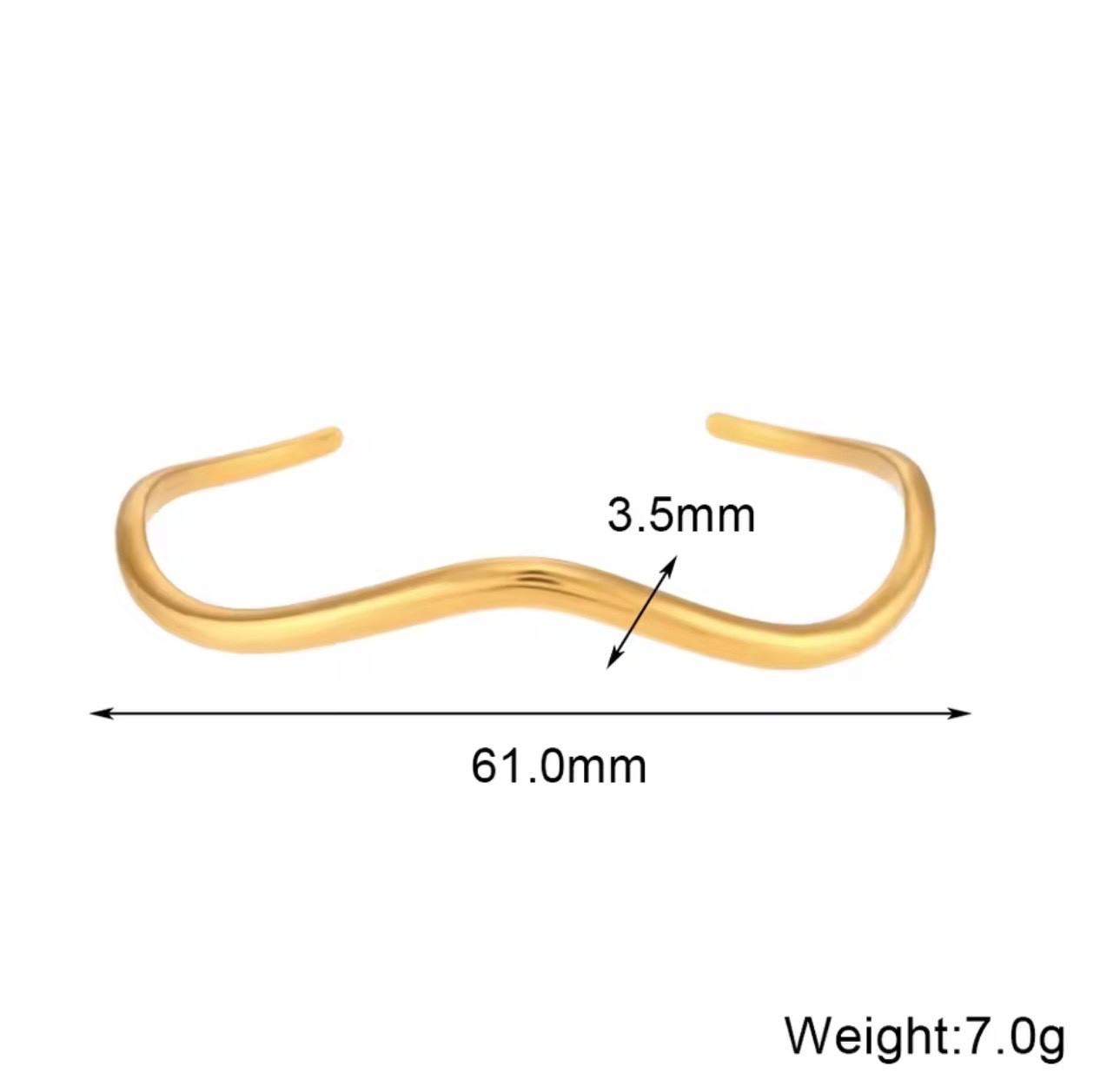 ZARD Wave Open Cuff Bracelet in Gold Vermeil