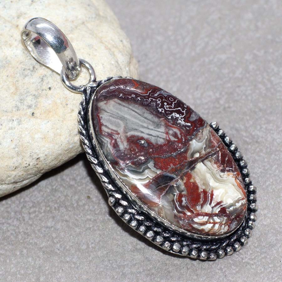 925 Silver Plated Mexican Laguna Lace Jewellery Pendant Handmade Size 2.1″ GW
