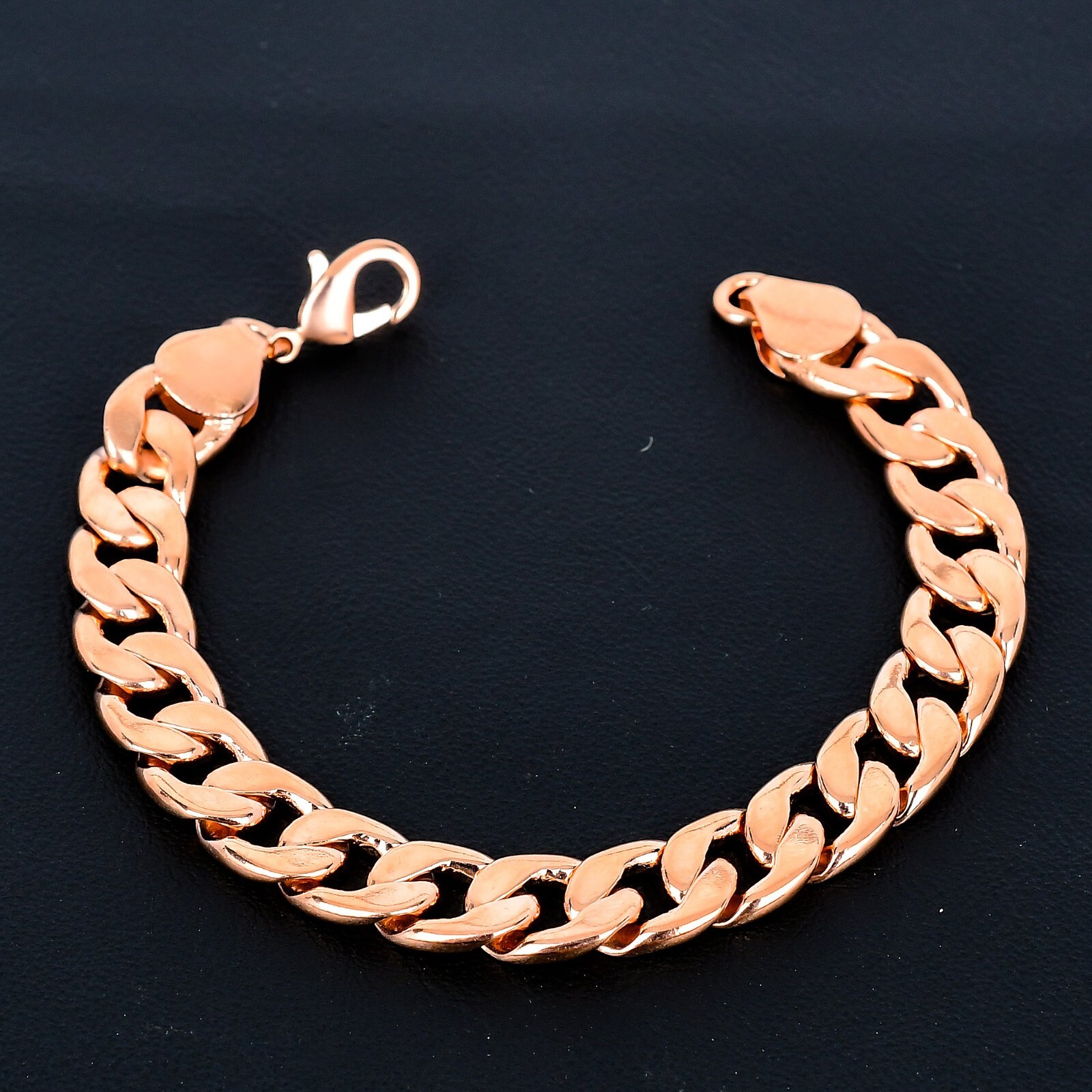 Pure Copper Curb Link Chain Bracelet Copper Bracelet Jewelry 46 Grams, 9″ In