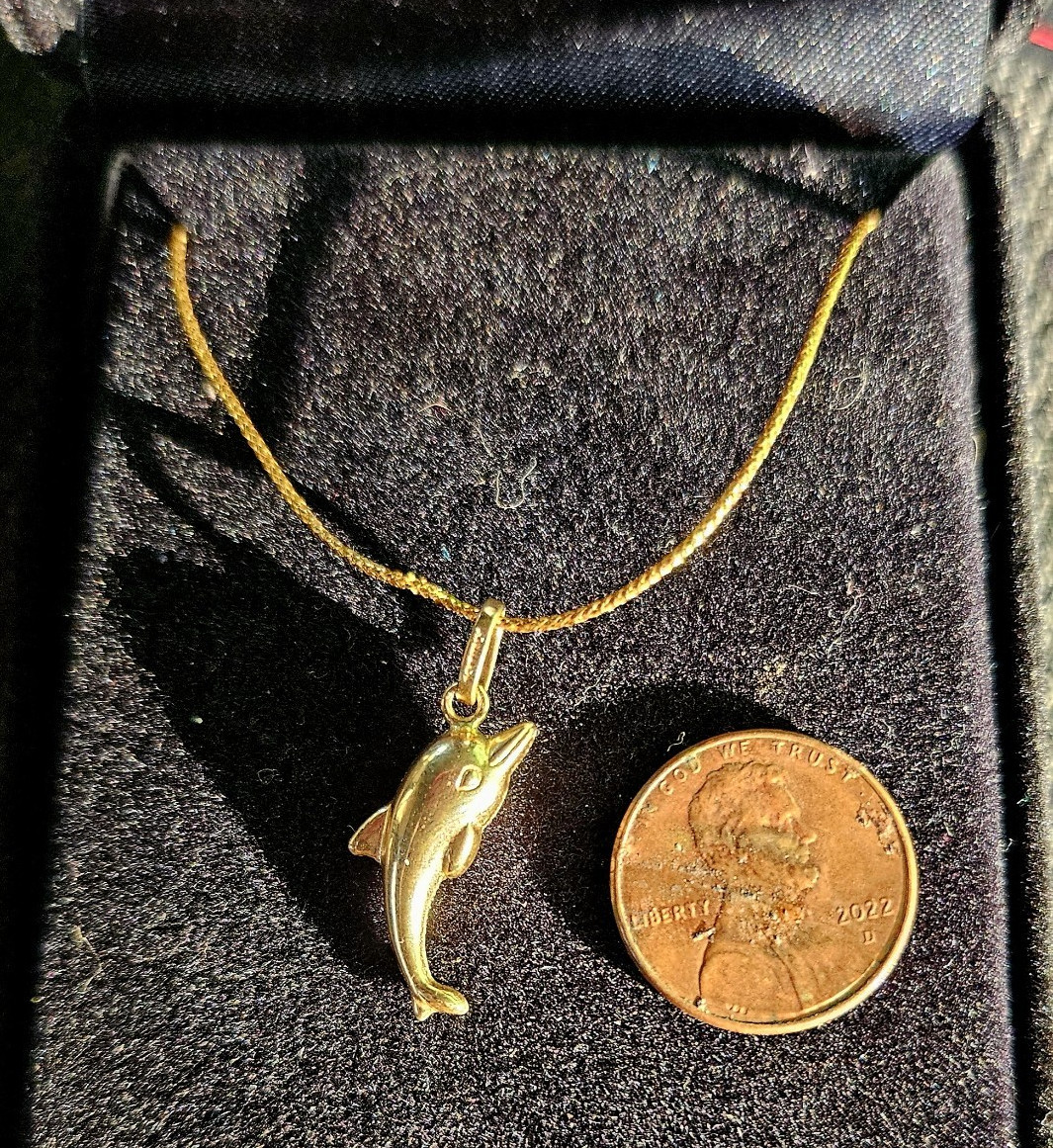 14KT Italian Gold Tone Dolphin Charm Pendant