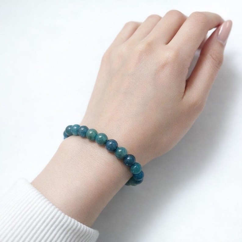 Natural Blue Apatite Bracelet, Simple Blue Gemstone Bracelet For Daily Wear