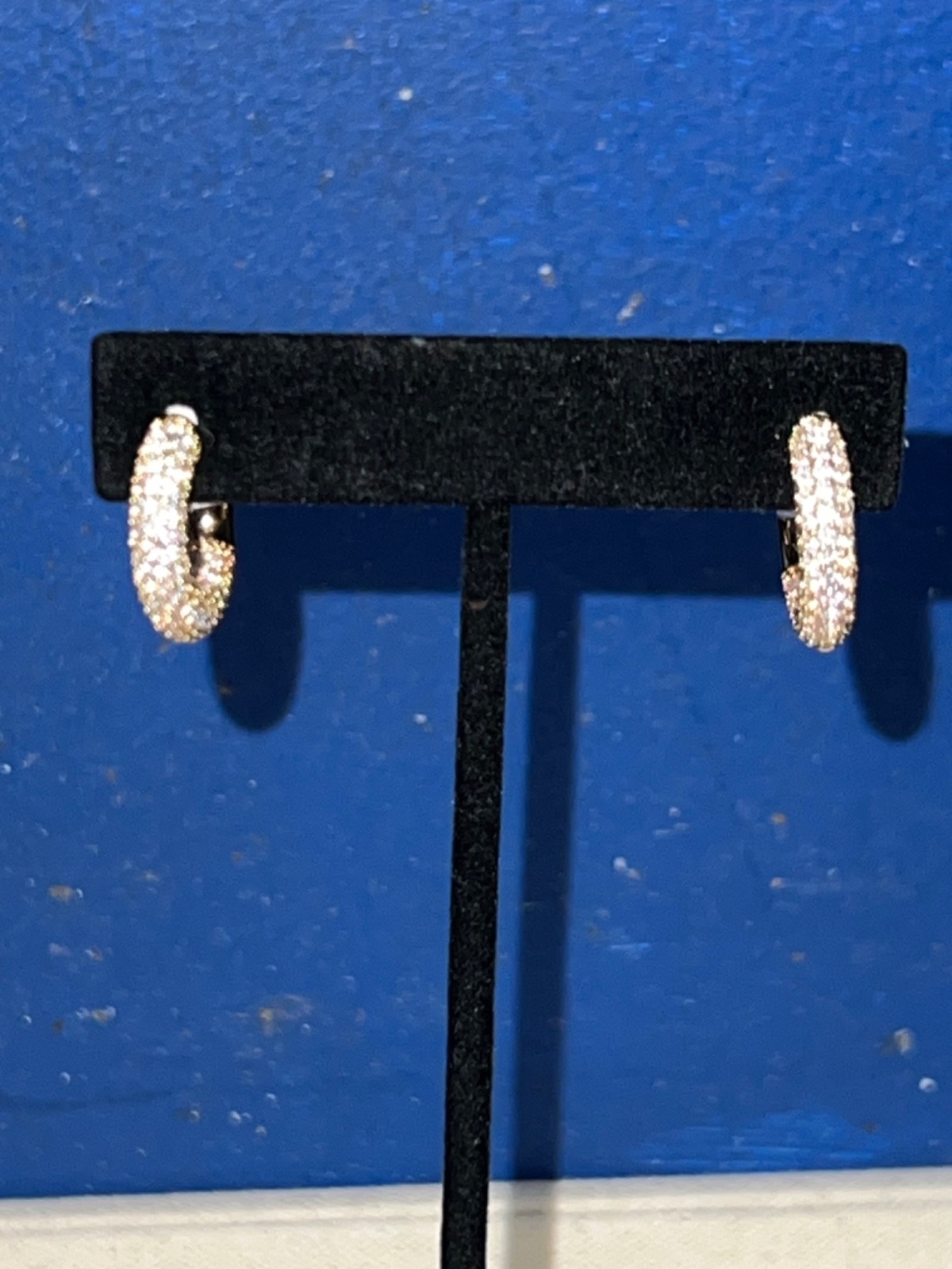 NWOT Gold-tone Open Hoop Earrings w/ Pave Rhinestone/CZ