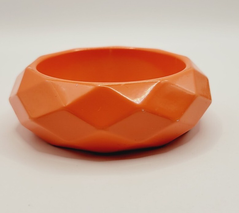 M. Haskell Faceted BANGLE Bracelet ORANGE Slip On Faceted Vintage Jewelry