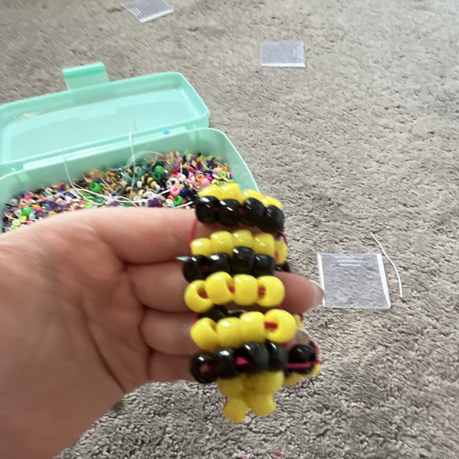 Yellow & Black Plastic Beaded ladder cuff