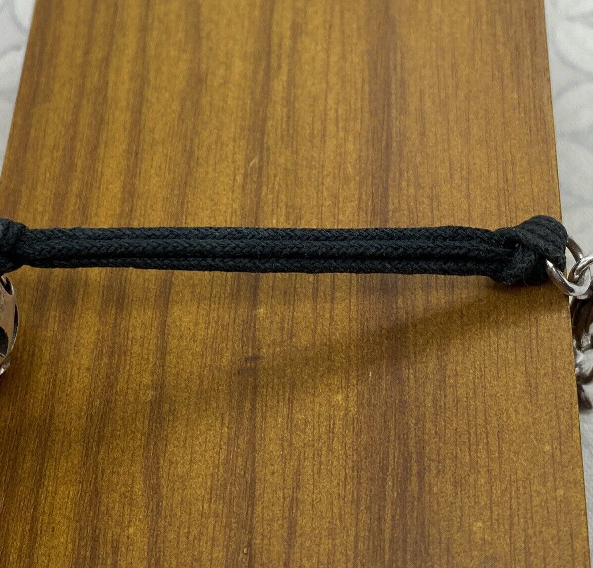 Brighton Trade Winds Silver Tone Corded Black Bracelet Round Flower bead Used