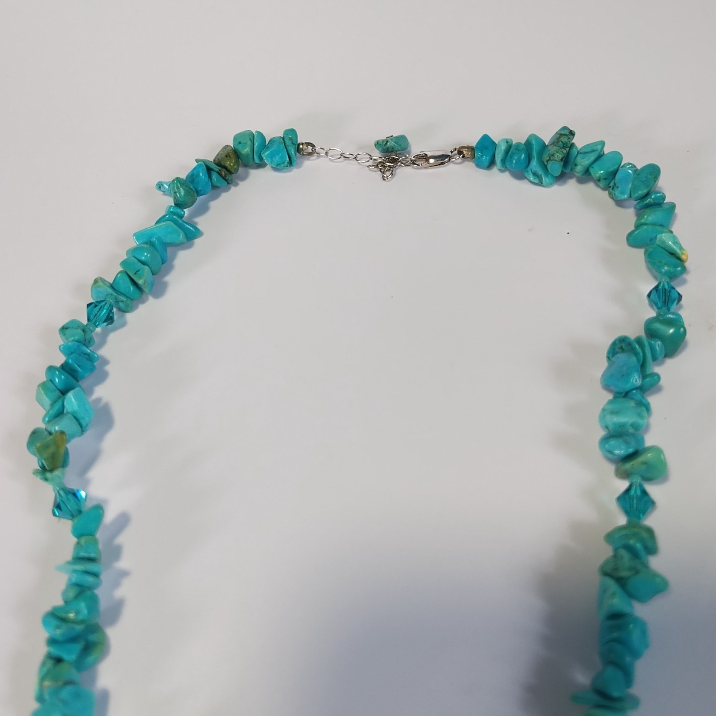 Chip Beads & Stone Single Strand Pendant Necklace Boho Casual Artisan