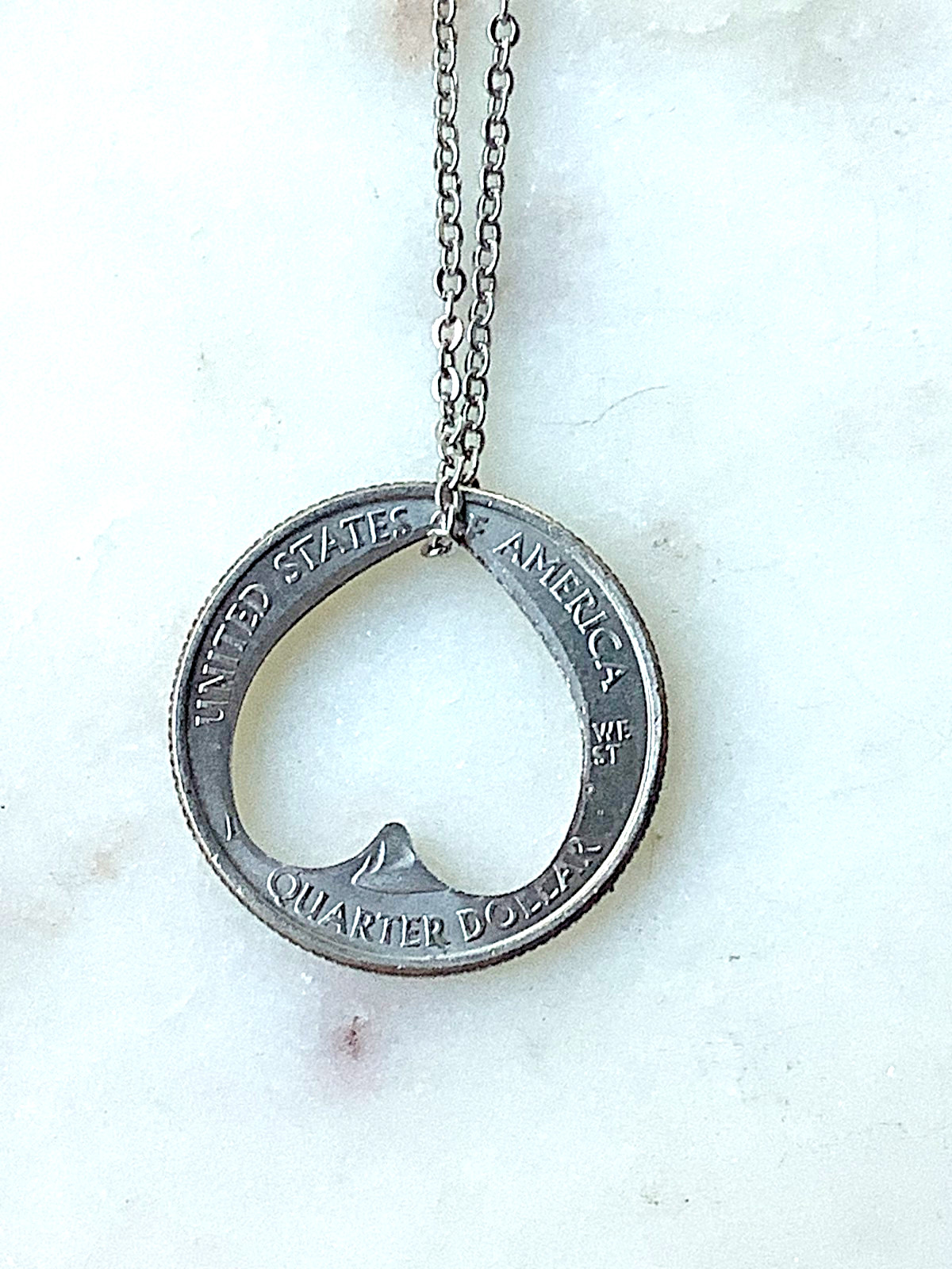 Double Heart Necklaces Hand Cut US Quarter Two Halves of Whole – 2 Necklace Set
