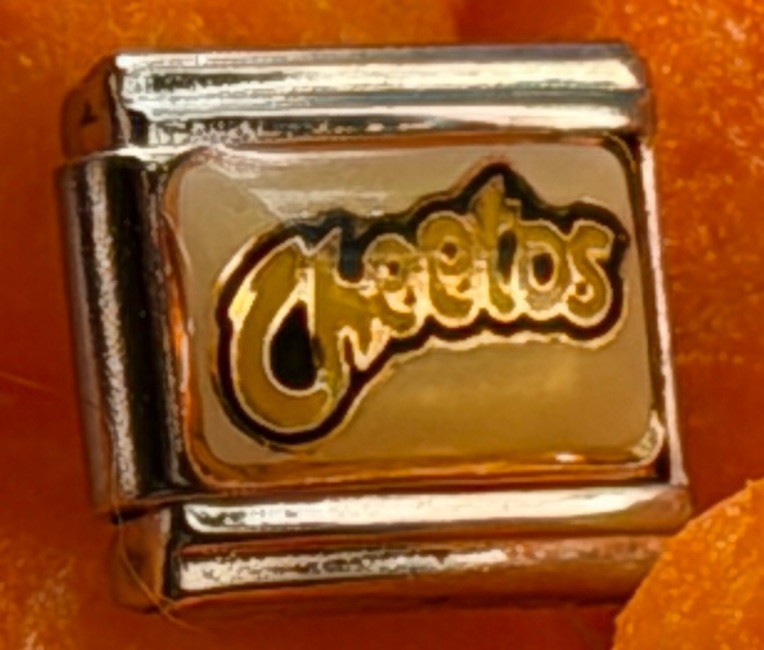 Vintage “CHEETOS” ORIGINAL Italia CHEETOS TM LOGO Food CHARM fits 9MM Bracelet
