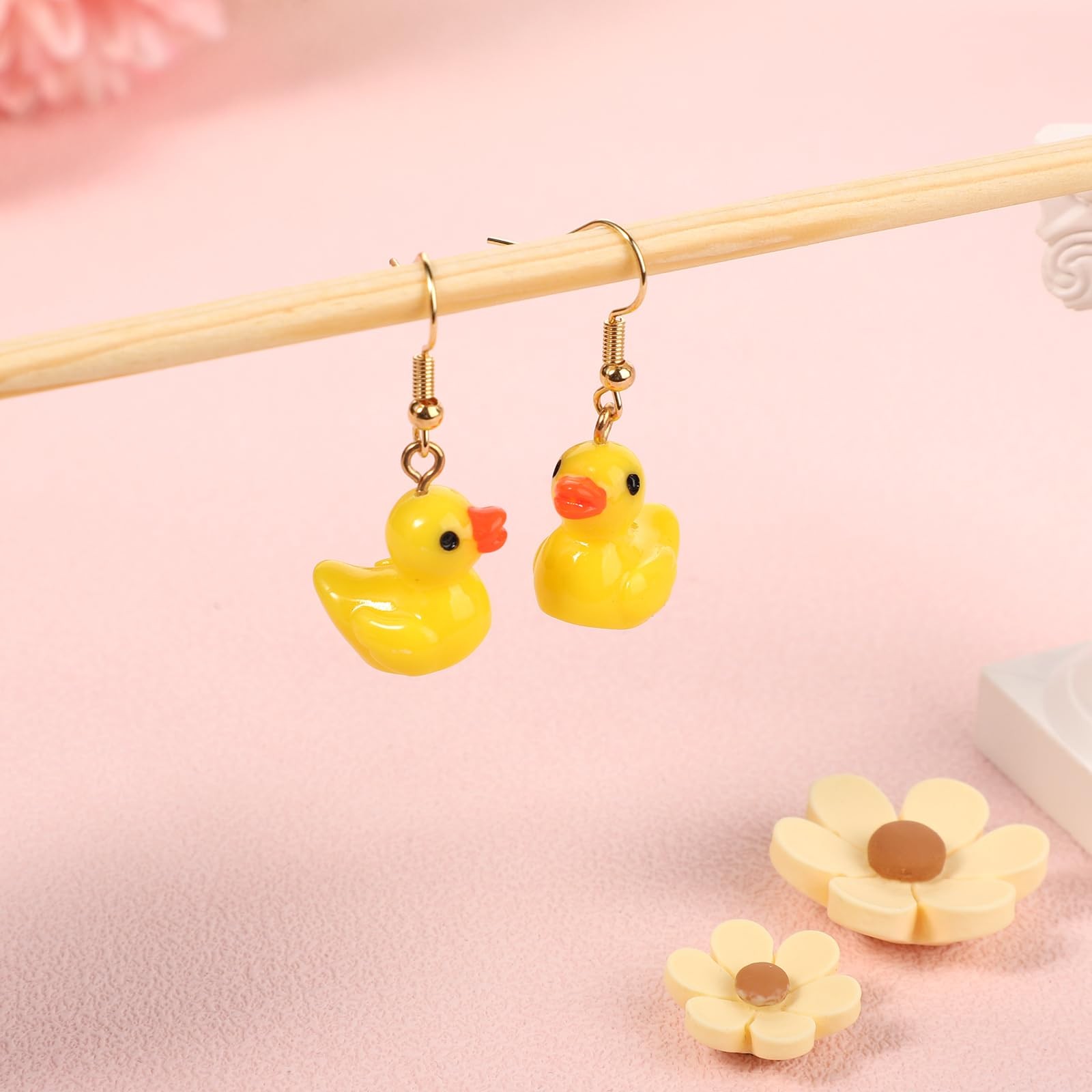 Yellow Duck Earrings, Cute Duckie Earrings Acrylic Dangle Drop Earrings Perso…