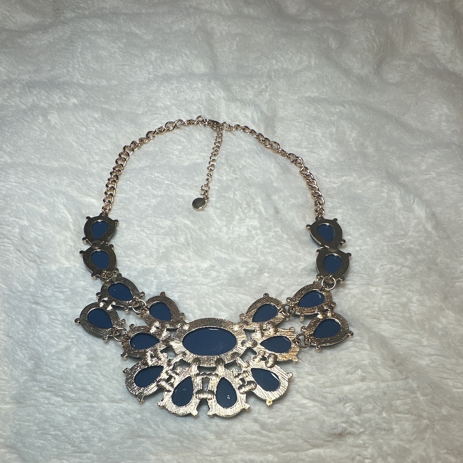 Gold and Blue Tone Statement Necklace