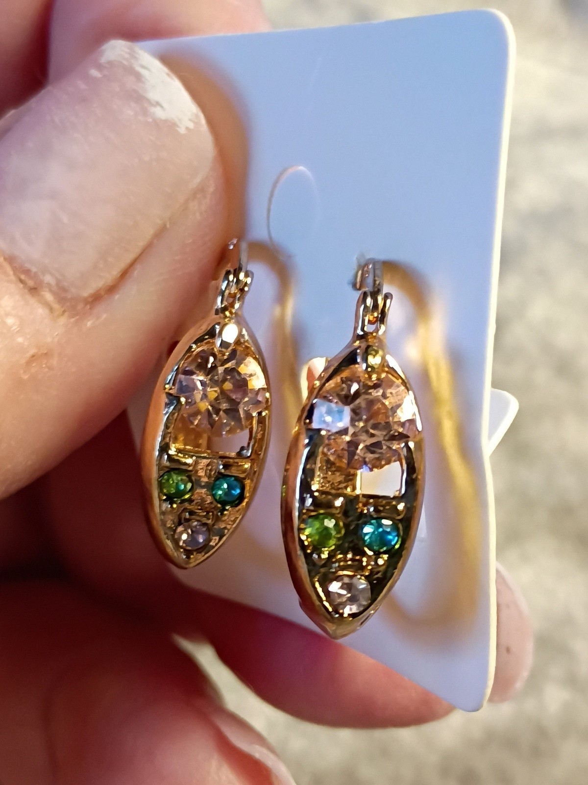 New Without Tags Charles & Collard Lab Grown Stones Hoop 3/4 Inch Earrings. J8
