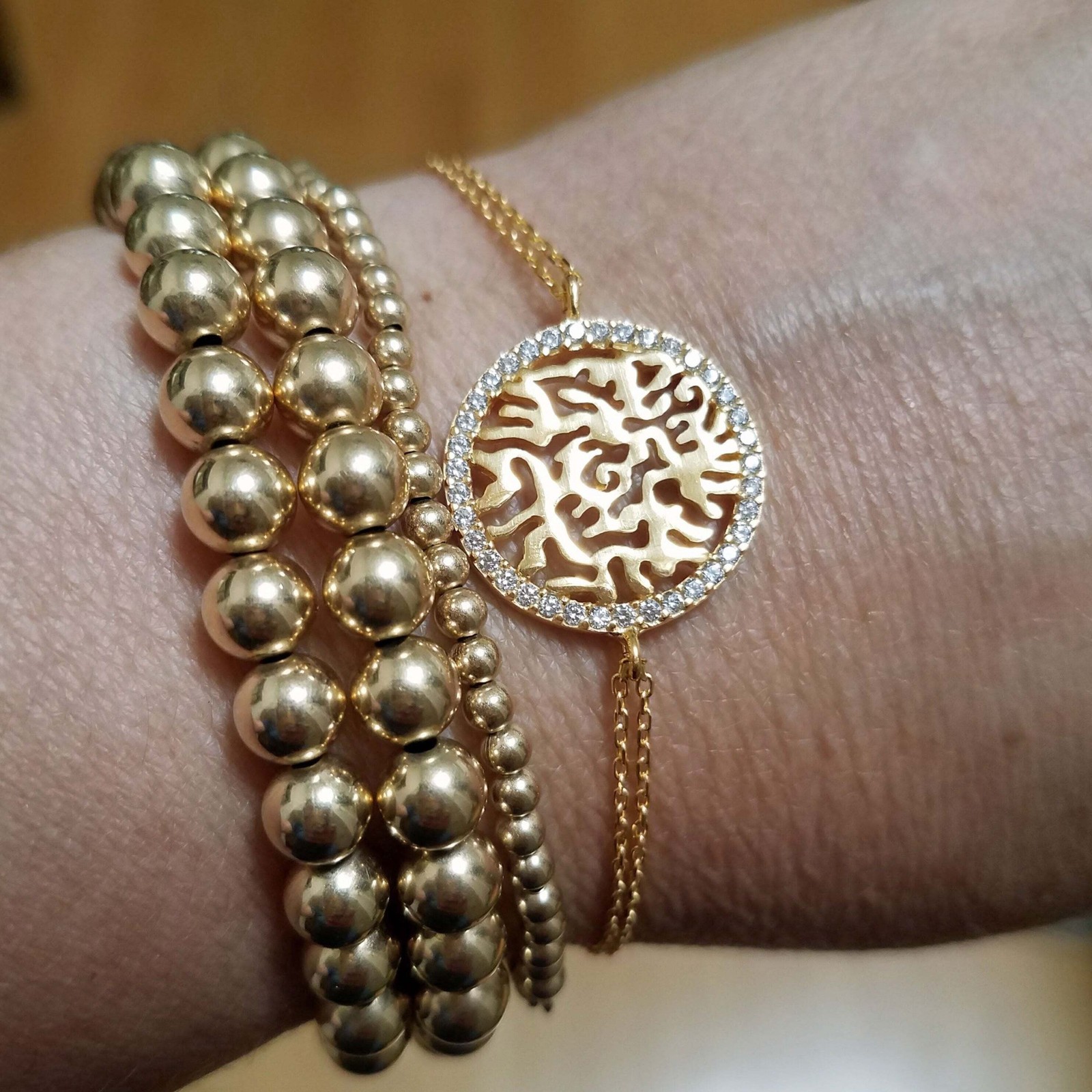Shema Israel Hebrew Prayer Bracelet Gold Plated CZ Jewish