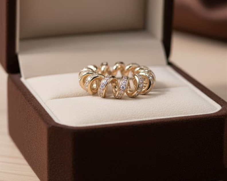 2.97 Ct Round Simulated Diamond Spring Style Wedding Ring 14k Yellow Gold Plated