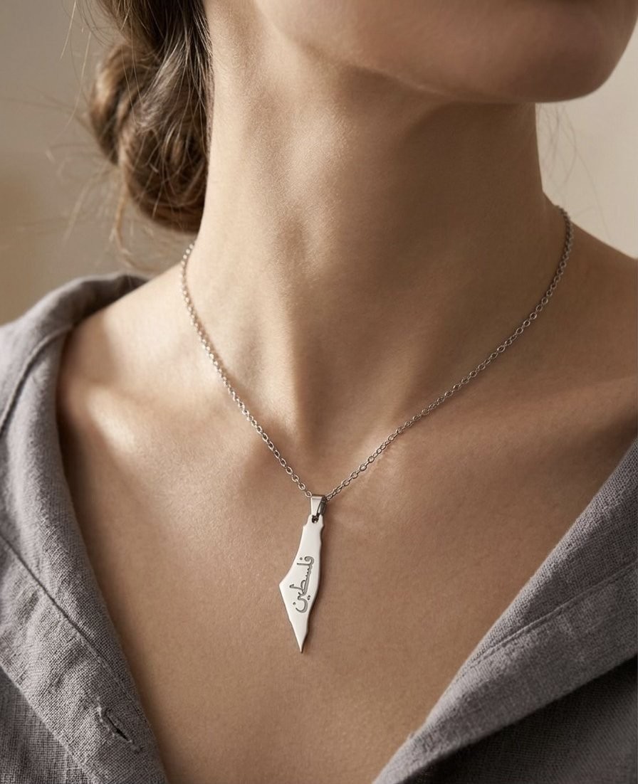 Palestine Necklace Stainless Steel Map Pendant Free Palestine Jewelry Gift Women