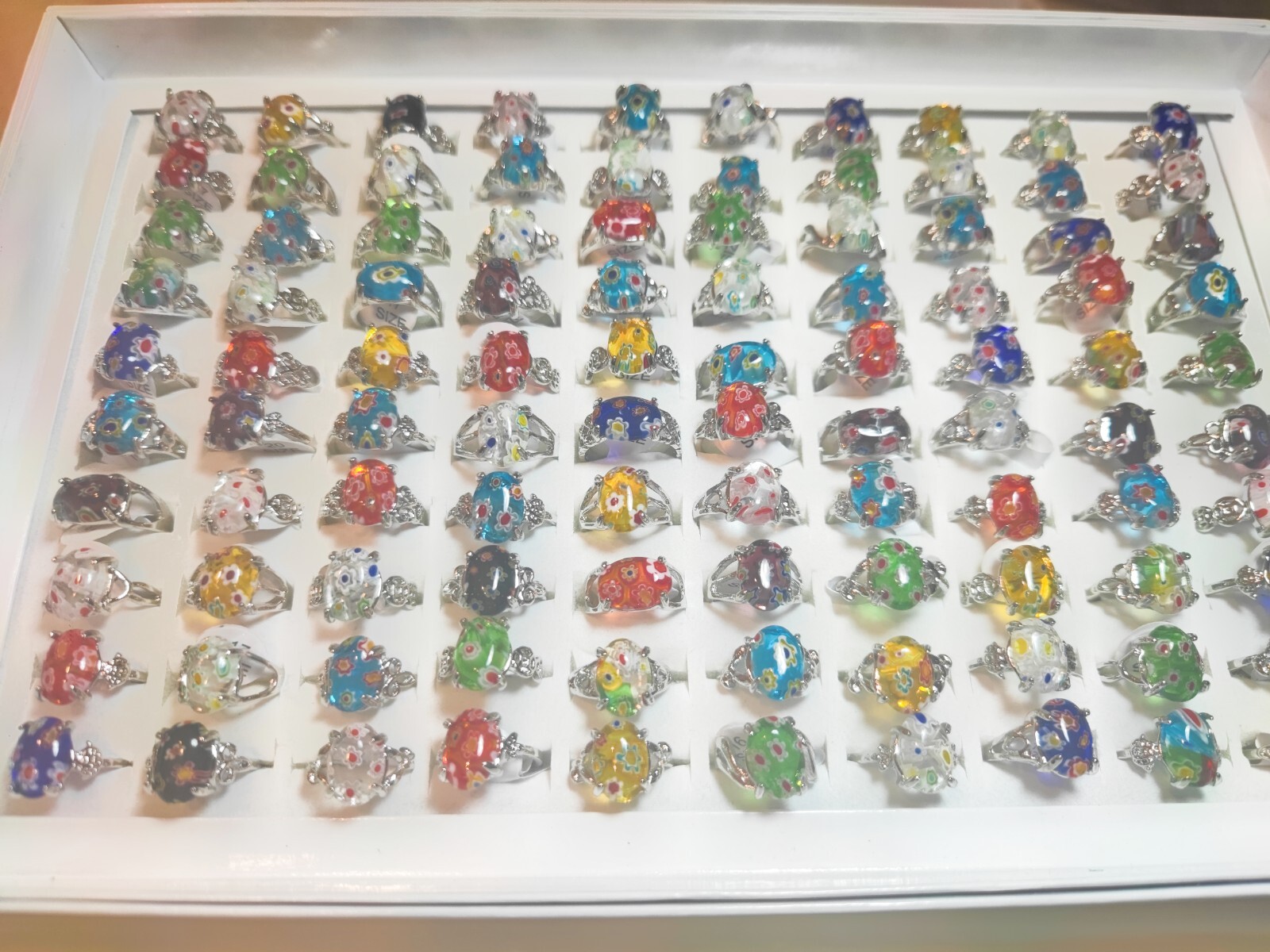 100pcs Women Lady’s Jewelry Wholesale Mixed Lots Ring Glass Natural Stone Rings